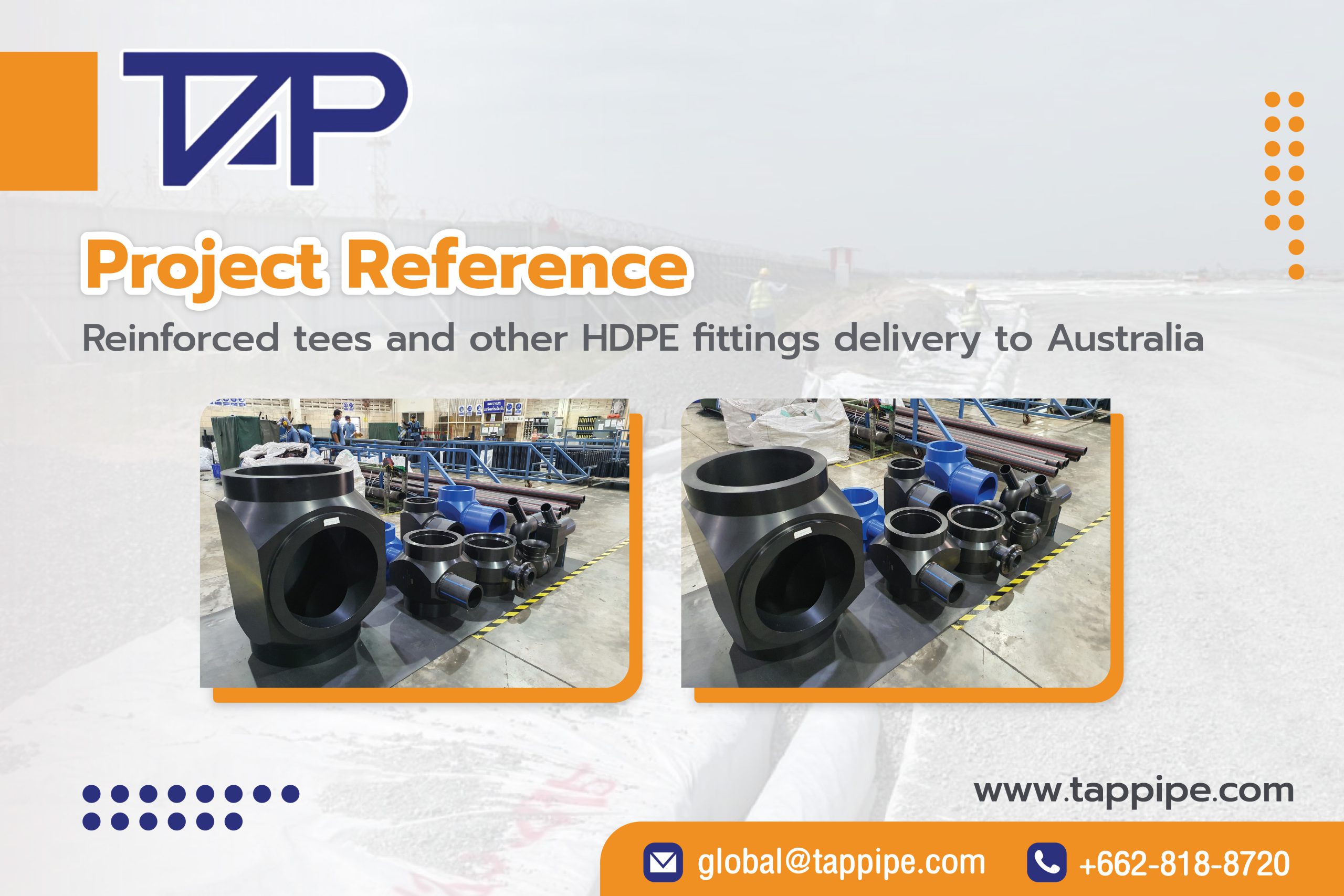 Cover: Reinforced tees and other HDPE fittings delivery to Australia